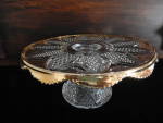 Atntique Button Arches Pattern Glass Cake Stand