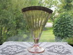 Click to view larger image of Tiffin Glass Pink Gold Encrusted Fan Vase (Image1)