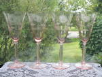 Click here to enlarge image and see more about item TF108: Tiffin Pink Cut/Engraved Water Goblets -4
