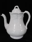 Click here to enlarge image and see more about item WS100: Antique White Ironstone Coffee Pot  Ivy Wreath