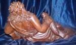 Click to view larger image of Antique hand carved rosewood figure of reclining oriental man. (Image2)