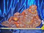 Click to view larger image of Antique hand carved rosewood figure of reclining oriental man. (Image4)