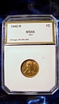 Click to view larger image of Lincoln Penny 1942-S red MS66 certified graded. (Image1)