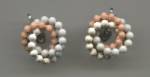PINK, GREY & WHITE TWISTED BEADS SCREW-BACK EARRINGS