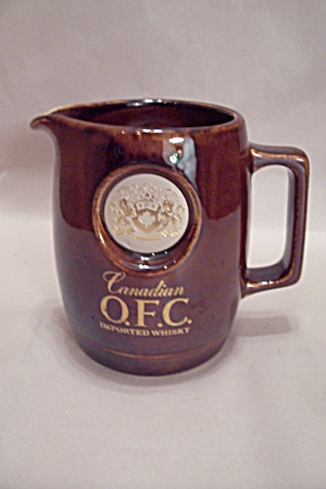 Canadian O. F. C. Whiskey Brown Glazed Pitcher