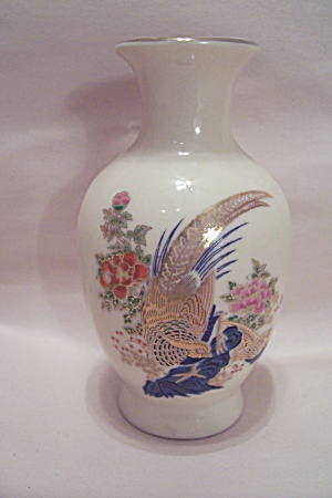 Porcelain Bird & Flower Decorated Miniature Vase