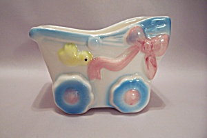 Japanese Porcelain Baby Buggy Planter/Cache Pot (Image1)