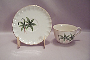 Green Floral Decorated Porcelain Cup & Saucer Set (Image1)