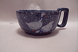 Frankoma Blue Speckled & Goose Pattern Pottery Cup
