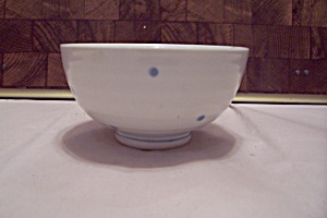 White China Blue Polka Dot Decorated Rice Bowl