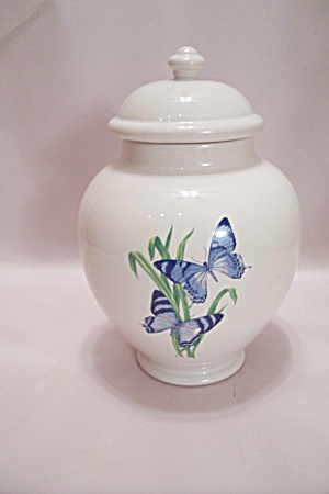 Ftd White Porcelain Butterfly Decorated Ginger Jar