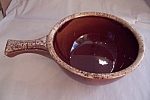 Click to view larger image of Hull 8-1/2" Brown Drip Pattern Round Bowl W/Handle (Image1)