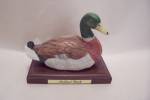 Mallard Drake Ceramic Decoy Duck With Wood Base