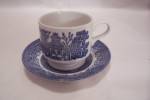 Click to view larger image of Churchill Wikkow Pattern Fine China Flat Cup & Saucer  (Image3)