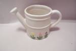 White Floral Decorated Porcelain Water Can Cache Pot