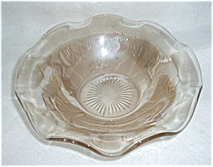 RUFFLED PEACH LUSTRE  CARNIVAL GLASS DISH (Image1)