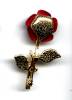 Click to view larger image of Red Rose design vintage gold plated brooch or pin (Image2)
