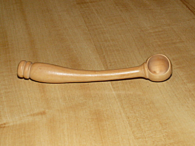 Vintage Small 4 In. Curved Carved Wood Ladle Salt Spoon Scoop France