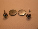 Click to view larger image of Vintage Costume Jewelry, Pair Pierced Earrings Circular Gray F (Image6)