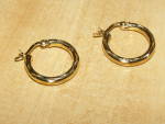 Click here to enlarge image and see more about item 1815: Pair Vintage Gold over Sterling Silver Small Hoop Pierced Earrings