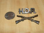 Click to view larger image of Pair WWI US Military Infantry Officer Pins, Crossed Rifles & H.D.R. (Image2)
