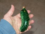 Click to view larger image of Vintage Colombia Glass Christmas Ornament Green Pickle Cucumber (Image4)