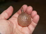 Click to view larger image of Vintage Clear Glass Berry Christmas Ornament, Worn Red Paint, Pontil (Image2)