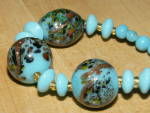 Click to view larger image of Vintage Glass Bead Necklace Turquoise Copper Swirls & Speckles (Image5)