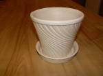 Click to view larger image of Vintage Mid-Century McCoy Pottery White Swirl Flower Pot Planter (Image4)