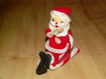 Click here to enlarge image and see more about item 2212: Vintage Mid-Century Japan Santa Claus on Sled Christmas Tree Ornament