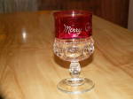 Click to view larger image of 1969 King's Crown Cranberry Flash Red Goblet Merry Christmas Connie (Image2)
