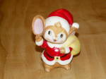 Click here to enlarge image and see more about item 2270: Mid Century Homco Taiwan Christmas Mouse Figure Santa Helper 5405