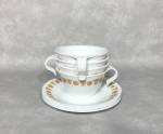 Click to view larger image of Set of 4 vintage Corelle Vitrelle Butterfly Gold hook handled cups & saucers  (Image2)
