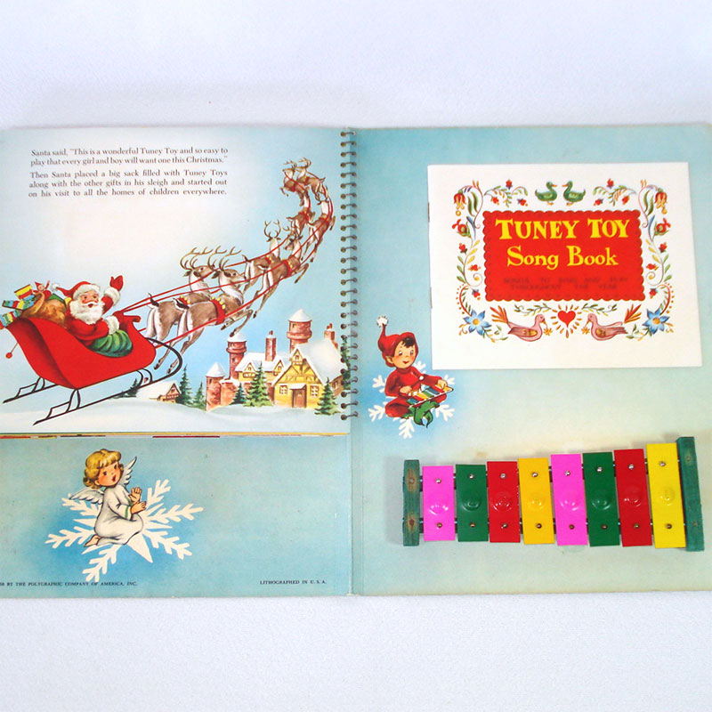 Santa's Tuney Toy 1956 Christmas Pop Up Book With Xylophone