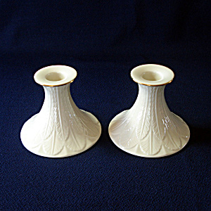 Pair Lenox Greenfield Porcelain Candlesticks