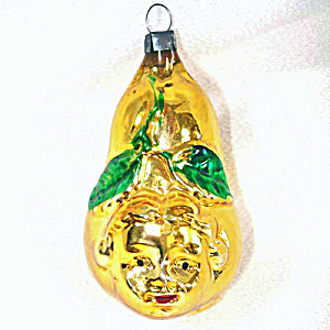 Girl's Face on Pear Glass Christmas Ornament (Image1)