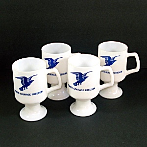 Milk Glass Eagle Pedestal Mugs Set Of 4 John Denver Song Lyrics