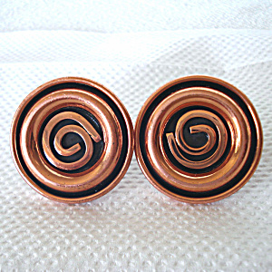 Renoir Modernist Spiral Coils Solid Copper Cufflinks (Image1)