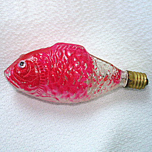 Pink Fish Clear Glass Figural Christmas Light Bulb Works