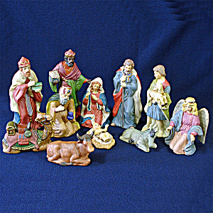 Ceramic Christmas Nativity Scene Figures Set