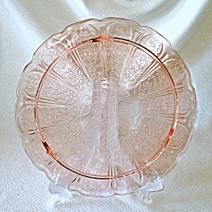 Jeannette Cherry Blossom Pink Depression Cake Plate