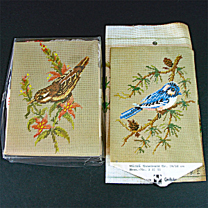 Pair Birds German Needlepoint Kits 1960s