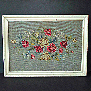 Shabby Rose Spray Framed Needlepoint Picture 16 by 22 (Image1)