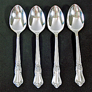 Valley Rose Oneida Rogers Silverplate 4 Oval Soup Spoons (Image1)