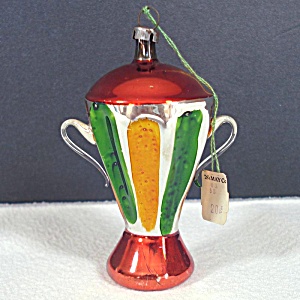 German Blown Glass Urn Trophy Vase Christmas Ornament