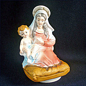 Madonna And Child Christmas Music Box Porcelain Figurine