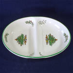 Click here to enlarge image and see more about item 11139-3: Spode Christmas Tree Divided Oval Serving Bowl