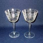 Click here to enlarge image and see more about item 11864-2: 2 Floral Lattice Cut Crystal 4 Ounce Claret Cocktail Goblets