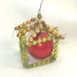 Click to view larger image of Wired Mercury Glass Bead House and Bell Christmas Ornaments (Image3)