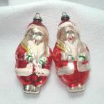 Click here to enlarge image and see more about item 12879: Pair Figural Japan Santa Claus Glass Christmas Ornaments